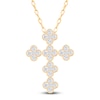 Thumbnail Image 1 of Diamond Clover Cross Necklace 3/4 ct tw 10K Yellow Gold