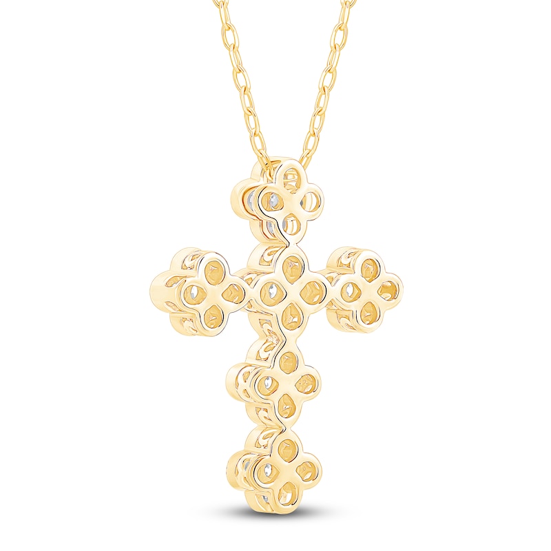 Main Image 4 of Diamond Clover Cross Necklace 3/4 ct tw 10K Yellow Gold