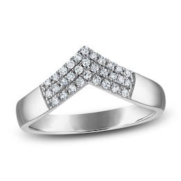 Diamond Three-Row Chevron Ring 1/5 ct tw Sterling Silver