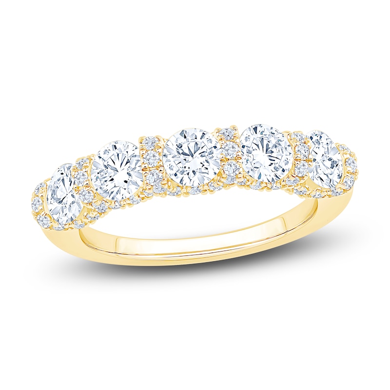 Certified Diamond Five-Stone Anniversary Ring ct tw 18K Yellow Gold