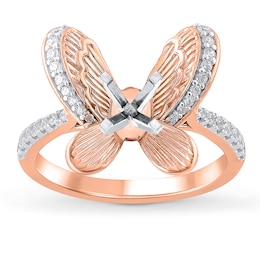 Certified Diamond Butterfly Engagement Ring Setting 1/5 ct tw 14K Two-Tone Gold