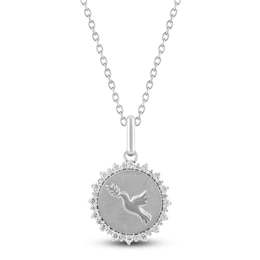 Diamond Dove Medallion Necklace 1/4 ct tw Sterling Silver 18&quot;