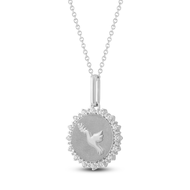 Main Image 2 of Diamond Dove Medallion Necklace 1/4 ct tw Sterling Silver 18&quot;