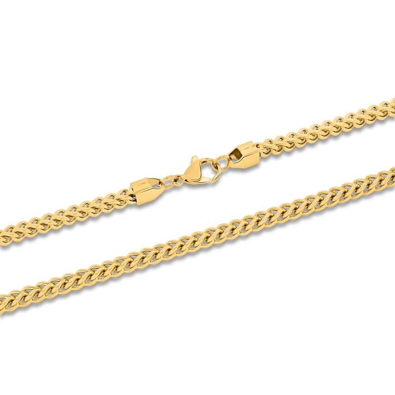 Main Image 2 of Men's Franco Chain Necklace 3mm Yellow Ion-Plated Stainless Steel 24&quot;