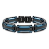 Thumbnail Image 1 of Men's Bar Link Chain Bracelet Black & Blue Ion-Plated Stainless Steel 8.5&quot;