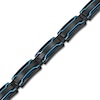 Thumbnail Image 2 of Men's Bar Link Chain Bracelet Black & Blue Ion-Plated Stainless Steel 8.5&quot;