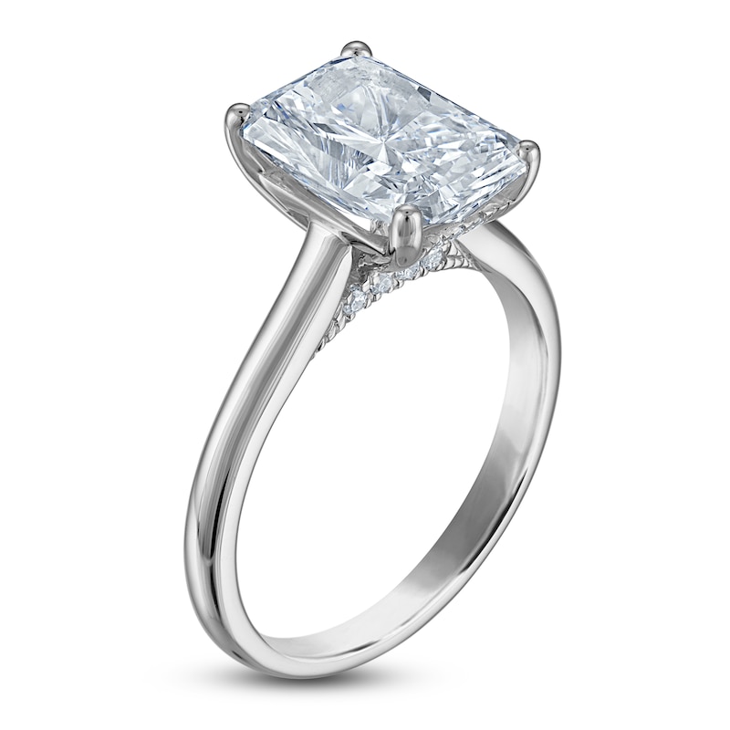 Main Image 2 of Radiant-Cut Lab-Created Diamond Solitaire Plus Engagement Ring 3 ct tw 14K White Gold (VS2/F)