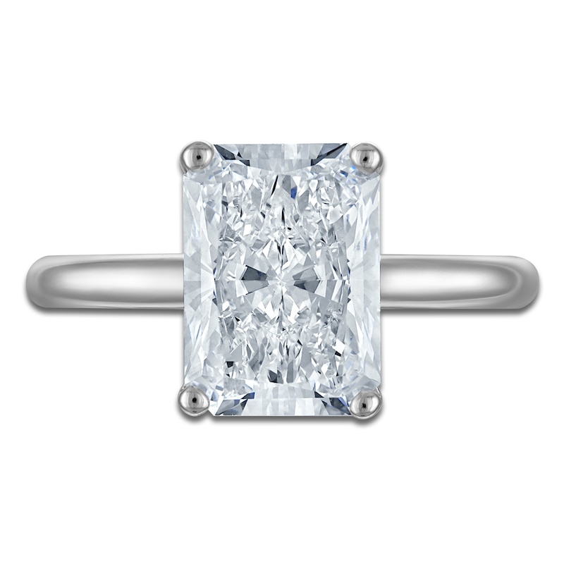 Main Image 3 of Radiant-Cut Lab-Created Diamond Solitaire Plus Engagement Ring 3 ct tw 14K White Gold (VS2/F)