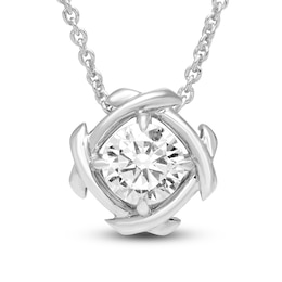 Unspoken Diamond Solitaire Necklace 1 ct tw 14K White Gold 18&quot; (I1/I)