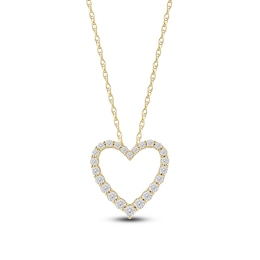 Lab-Created Diamond Graduated Open-Heart Necklace 1/2 ct tw 14K Yellow Gold 18&quot;