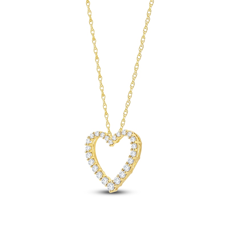 Main Image 2 of Lab-Created Diamond Graduated Open-Heart Necklace 1/2 ct tw 14K Yellow Gold 18&quot;