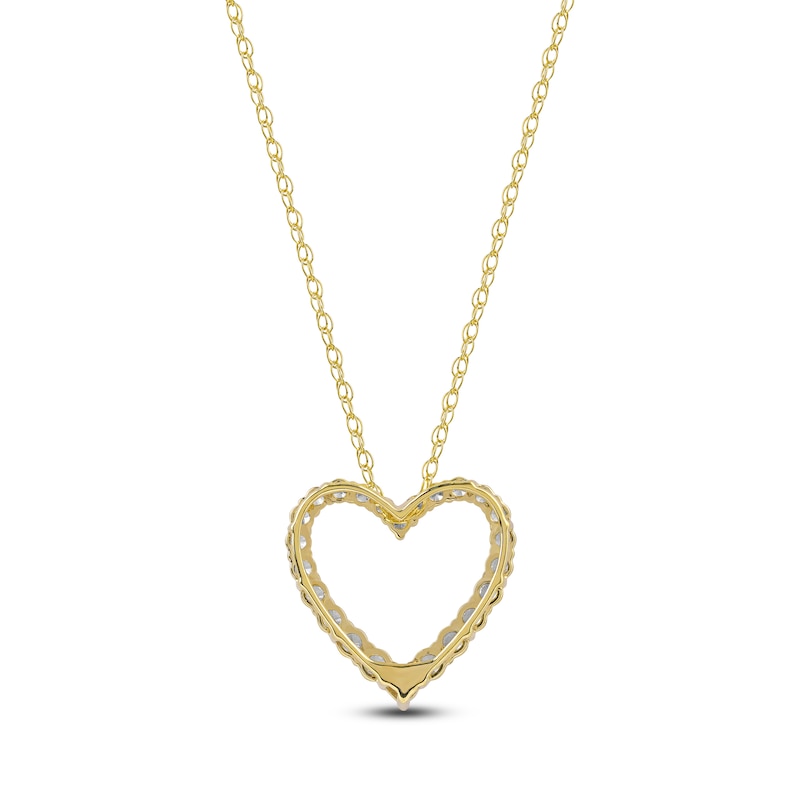 Main Image 3 of Lab-Created Diamond Graduated Open-Heart Necklace 1/2 ct tw 14K Yellow Gold 18&quot;