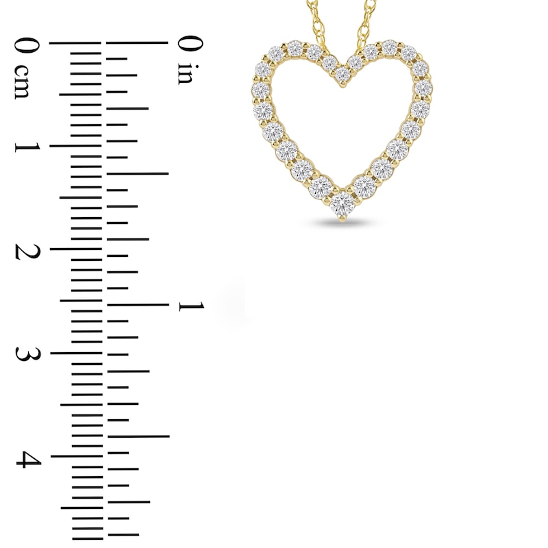 Main Image 4 of Lab-Created Diamond Graduated Open-Heart Necklace 1/2 ct tw 14K Yellow Gold 18&quot;