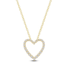 Lab-Created Diamond Graduated Open Heart Necklace 1/4 ct tw 14K Yellow Gold 18&quot;