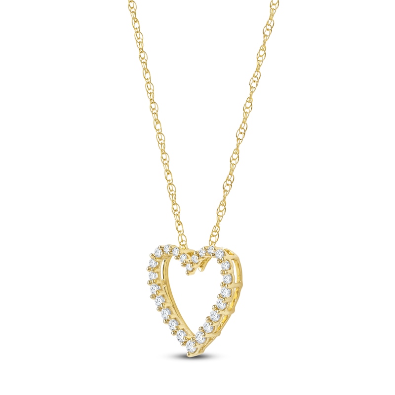 Main Image 2 of Lab-Created Diamond Graduated Open Heart Necklace 1/4 ct tw 14K Yellow Gold 18&quot;