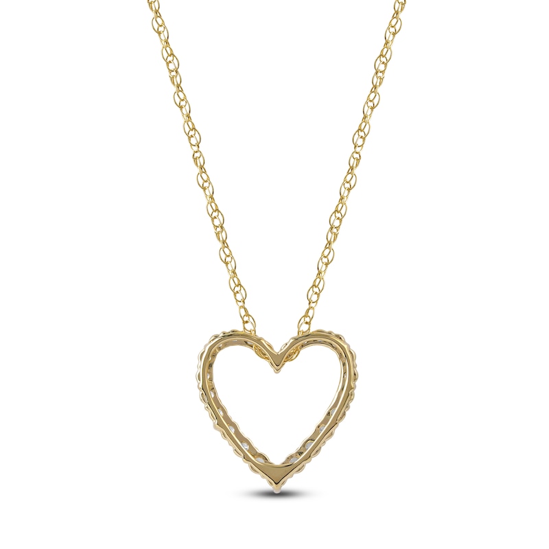 Main Image 3 of Lab-Created Diamond Graduated Open Heart Necklace 1/4 ct tw 14K Yellow Gold 18&quot;