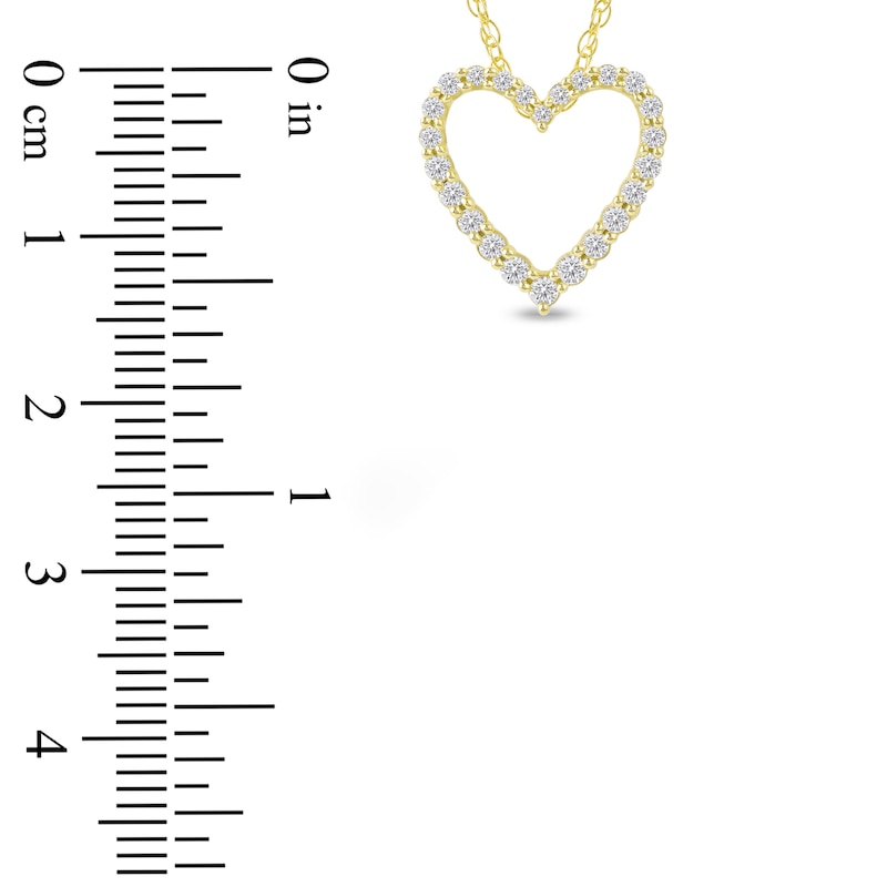 Main Image 4 of Lab-Created Diamond Graduated Open Heart Necklace 1/4 ct tw 14K Yellow Gold 18&quot;