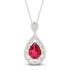 Thumbnail Image 1 of Pear-Shaped Lab-Created Ruby & Diamond Filigree Necklace 1/10 ct tw Sterling Silver 18&quot;