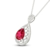 Thumbnail Image 2 of Pear-Shaped Lab-Created Ruby & Diamond Filigree Necklace 1/10 ct tw Sterling Silver 18&quot;