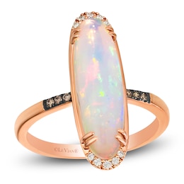 Le Vian Silhouette Elongated Oval-Cut Natural Opal Ring 1/15 ct tw Diamonds 14K Strawberry Gold