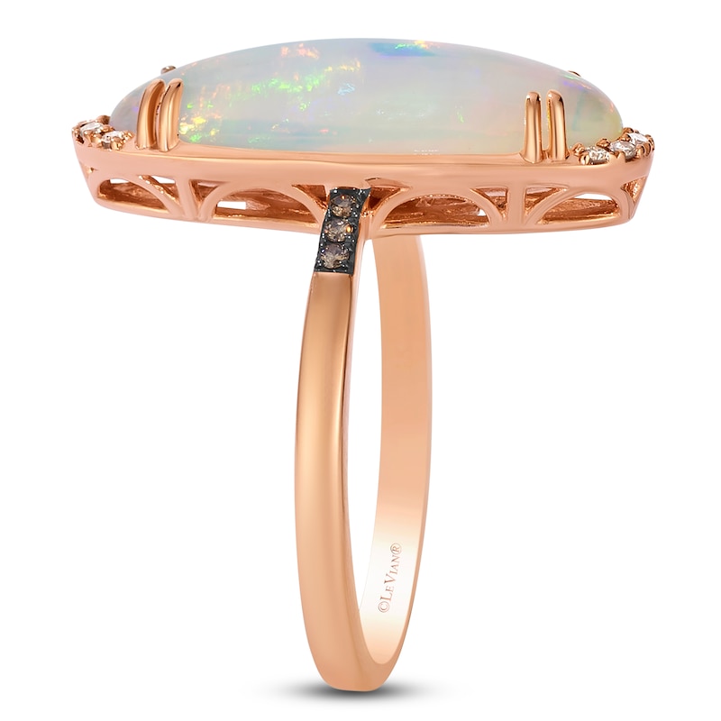 Main Image 3 of Le Vian Silhouette Elongated Oval-Cut Natural Opal Ring 1/15 ct tw Diamonds 14K Strawberry Gold