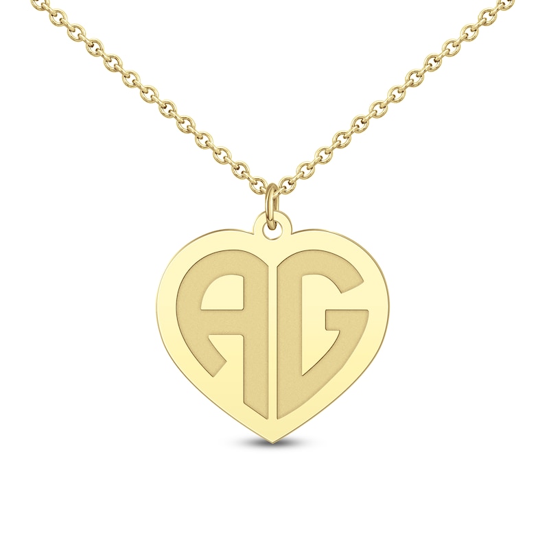 Main Image 1 of Initial Heart Necklace 24K Yellow Gold-Plated Sterling Silver 18&quot;