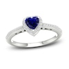 Thumbnail Image 1 of Natural Blue Sapphire Ring 1/8 ct tw Diamonds 14K White Gold