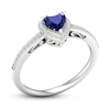 Thumbnail Image 2 of Natural Blue Sapphire Ring 1/8 ct tw Diamonds 14K White Gold