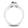 Thumbnail Image 4 of Natural Blue Sapphire Ring 1/8 ct tw Diamonds 14K White Gold