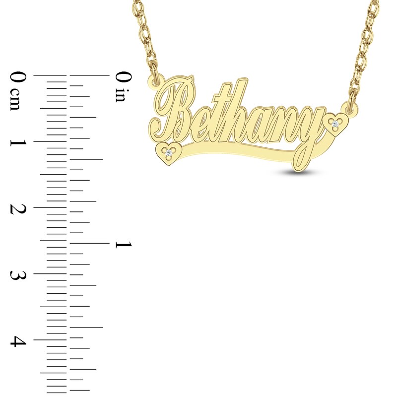 Main Image 4 of Diamond Accent Hearts Name Necklace 10K Yellow Gold 18"