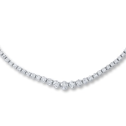 Certified Diamonds 10 ct tw Round 14K White Gold Tennis Necklace