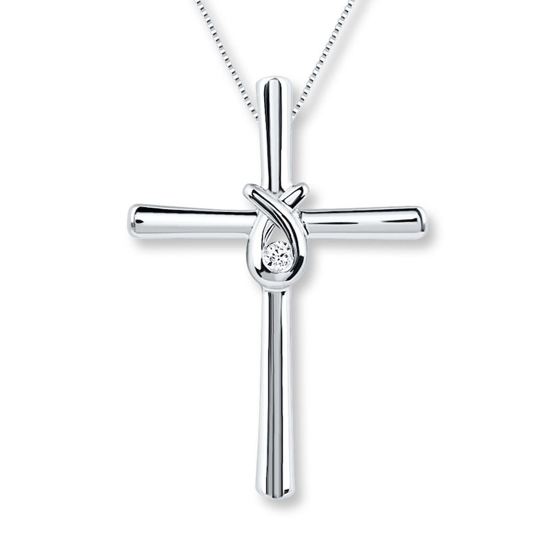 Cross Necklace Diamond Accent Sterling Silver