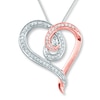 Thumbnail Image 1 of Heart Necklace 1/5 ct tw Diamonds Sterling Silver/10K Rose Gold