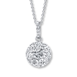 Diamond Necklace 2 ct tw Round 14K White Gold