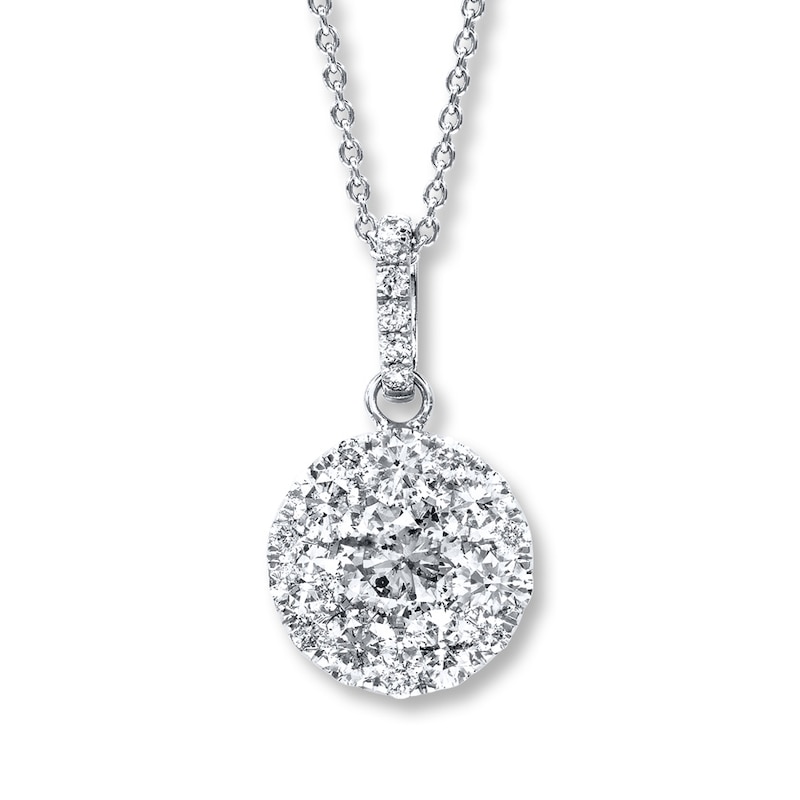 Diamond Necklace 2 ct tw Round 14K White Gold