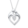 Thumbnail Image 1 of Mother & Child Necklace 1/5 ct tw Diamonds Sterling Silver