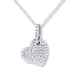 Diamond Heart Necklace 1/4 ct tw Round 10K White Gold