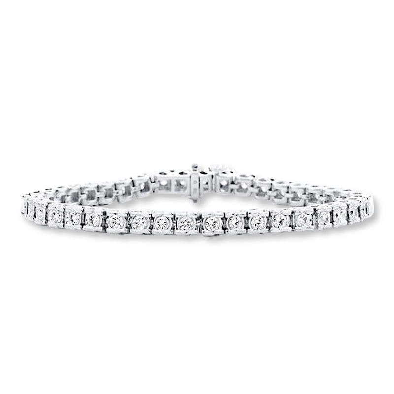 Main Image 1 of Diamond Tennis Bracelet 2 ct tw Round 14K White Gold 7&quot;