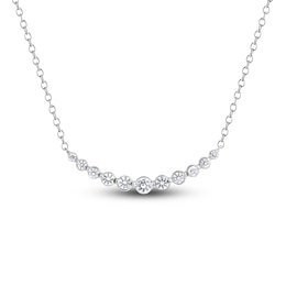 Curved Bar Necklace 1 ct tw Diamonds 14K White Gold