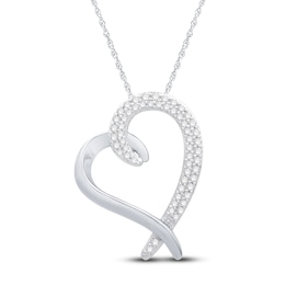 Diamond Heart Necklace 1/4 ct tw Round 10K White Gold