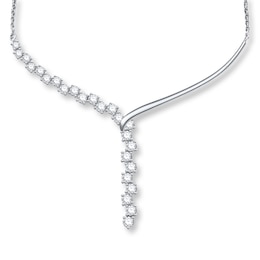 Diamond Lariat Necklace 3 ct tw Round 14K White Gold