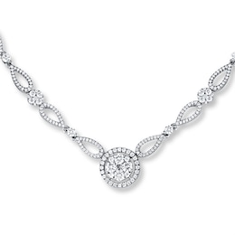 Diamond Necklace 3-1/2 ct tw Round 14K White Gold