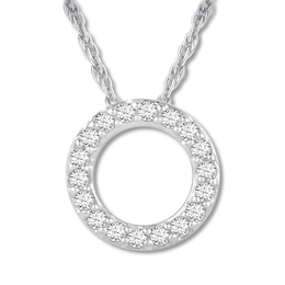 Diamond Initial O Necklace 1/20 ct tw Round 10K White Gold