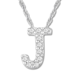 Diamond Initial J Necklace 1/20 ct tw Round 10K White Gold