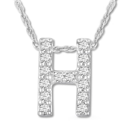 Diamond Initial H Necklace 1/20 ct tw Round 10K White Gold