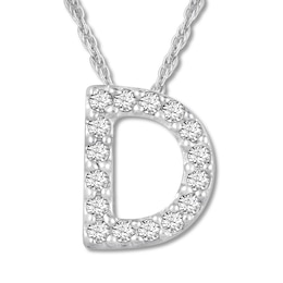 Diamond Initial D Necklace 1/20 ct tw Round 10K White Gold