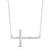 Thumbnail Image 1 of Diamond Cross Necklace 1/6 ct tw Round 10K White Gold