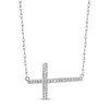 Thumbnail Image 2 of Diamond Cross Necklace 1/6 ct tw Round 10K White Gold