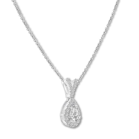 Diamond Necklace 1/4 ct tw Pear-shaped/Round 10K White Gold | Jared