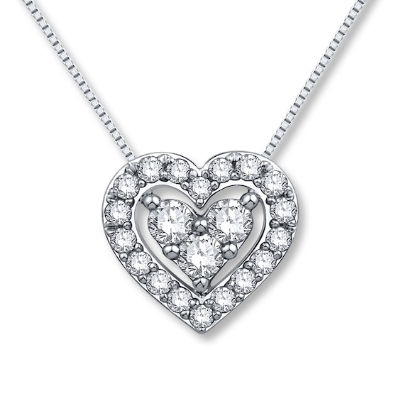 Diamond Heart Necklace 3/8 ct tw Round-cut 14K White Gold | Jared